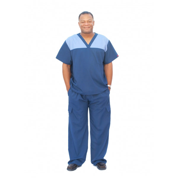 1029 - V-NECK CONTRAST COLOR CHEST PANELS SCRUB SET