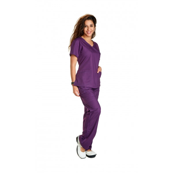 118 - MOCK WRAP TOP COMBINATION FABRIC SCRUB SET