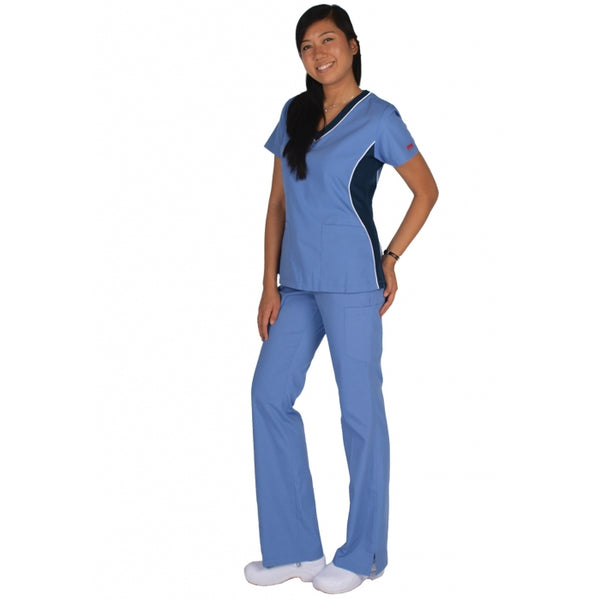 1214 - 3 TONE V-NECK TOP SCRUB SET