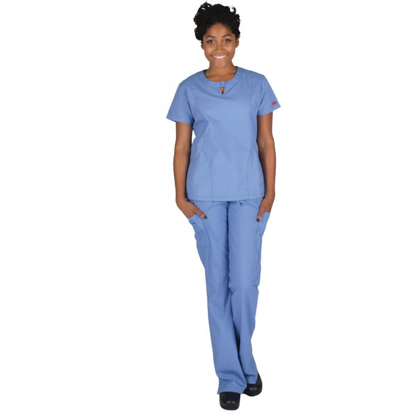 1217 - ROUND NECK ONE BUTTON SCRUB SET