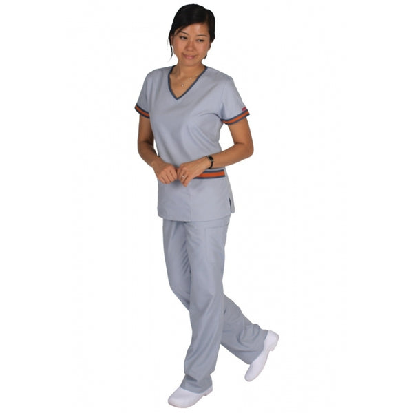 1218 - V-NECK WITH CONTRAST COLOR STRIPS DESIGN SCRUB SET