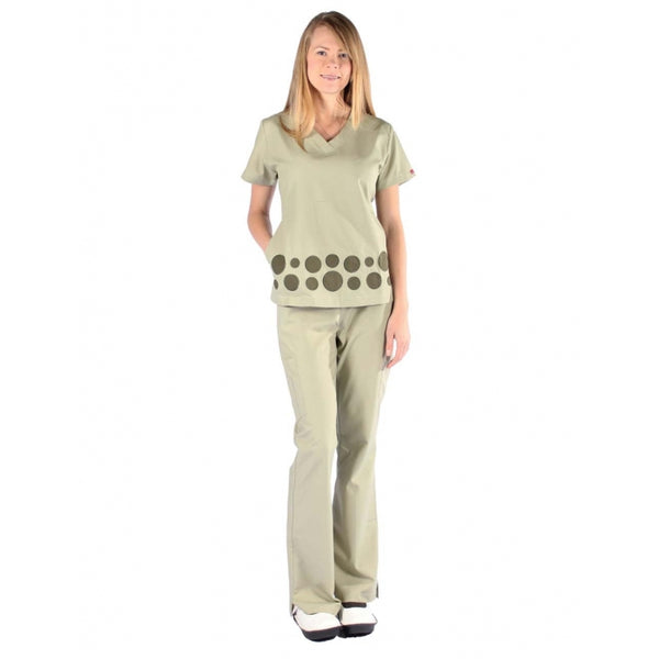 1221 - V-NECK WITH CIRCLE DECORATION SCRUB SET