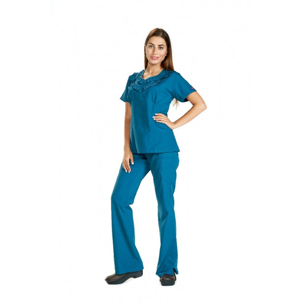 1222 - V-NECK RUFFLE TOP SCRUB SET