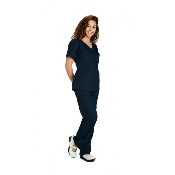 118SL - MOCK WRAP TOP SCRUB STRETCH SLIM PANTS SCRUB SET