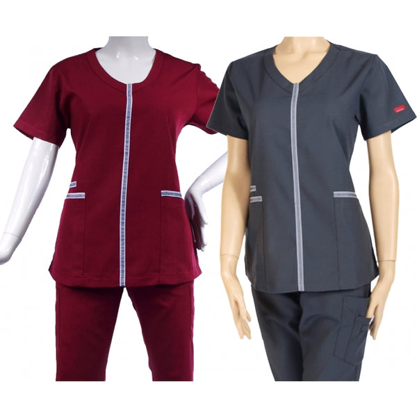 13419 - V-NECK TOP WITH CONTRAST TAPE DETAIL SCRUB SET