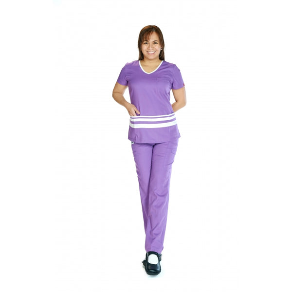 13422 - V-NECK WITH WHITE COLORED LINES SCRUB SET