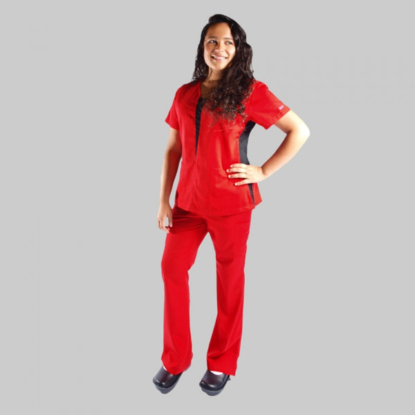 13424 - OVAL NECK WITH BLACK INSERT AND SIDE PANELS SCRUB SET