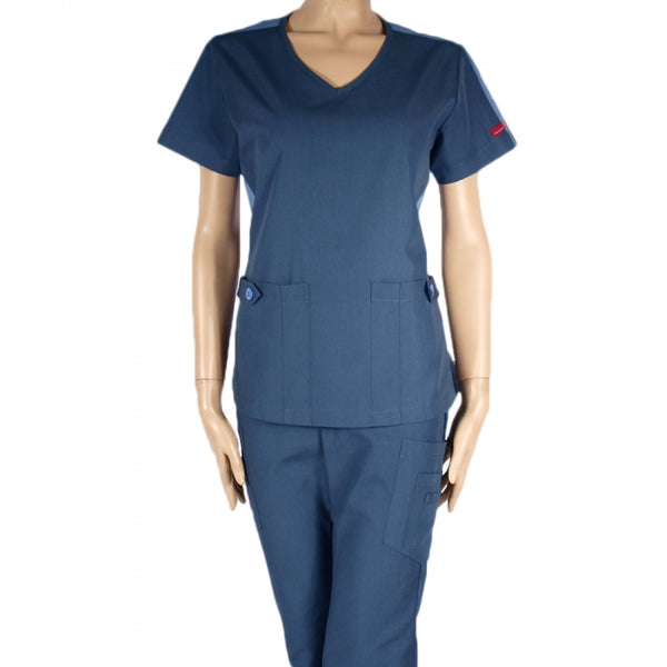 13437 - V-NECK WITH CONTRAST COLOR SHOULDER SCRUB SET