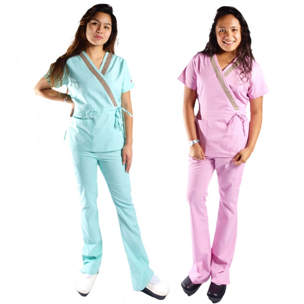 13443 - V-NECK TOP WITH ADJUSTABLE WAIST SCRUB SET