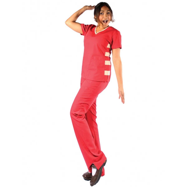 1353 - V-NECK CONTRAST COLOR SIDE BLOCKS SCRUB SET