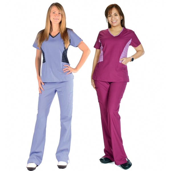 1354 - V-NECK WITH CONTRAST COLOR SIDE PANELS SCRUB SET