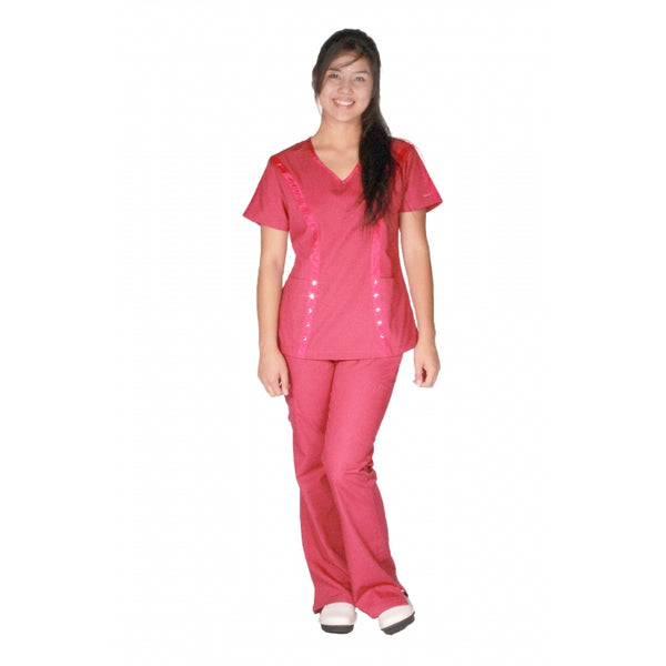 1361 - V-NECK WITH SATIN BIAS TAPE SCRUB SET