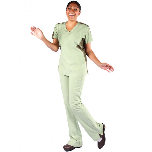 1372 - V-NECK WITH CONTRAST COLOR SHOULDER AND SIDE INSERT SCRUB SET