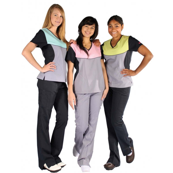 1374 - 3 TONED V-NECK WITH INVISIBLE POCKETS SCRUB SET