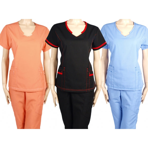 15675 - V-NECK WITH COLLAR DETAIL SCRUB SET