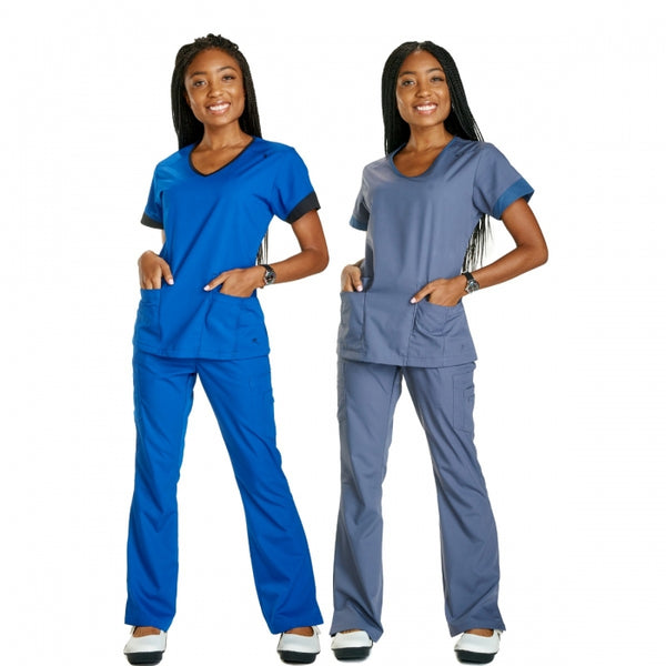 16603 - CONTRAST COLOR SLEEVE AND V-NECK SCRUB SET