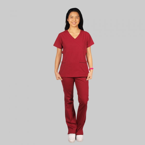 16640 - V-NECK MOCK WRAP TOP W/ ADJUSTABLE EMPIRE WAIST SCRUB SET