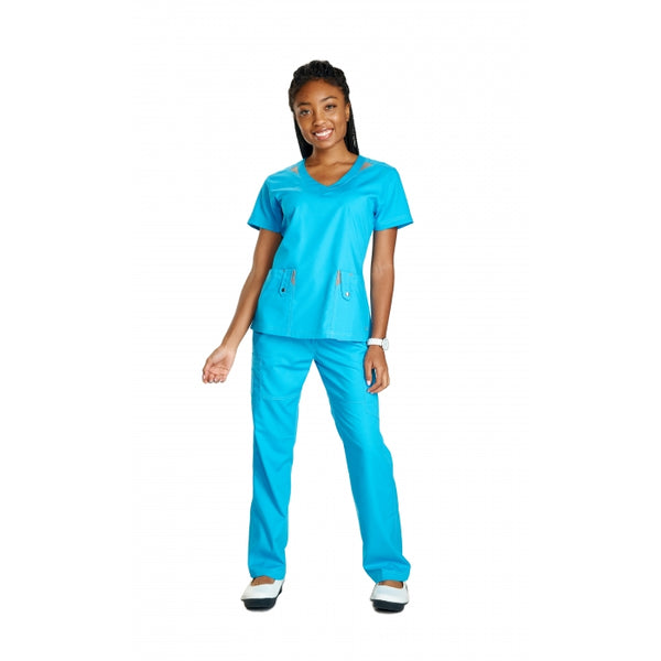 16645 - V-NECK WITH SNAP BUTTON POCKETS SCRUB SET