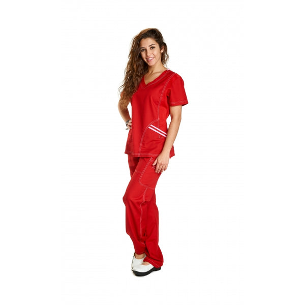 16818 - V-NECK W/ STRIPED POCKETS SCRUB SET