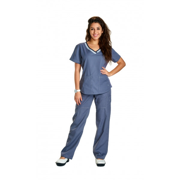 17109 -3 TONE V-NECK TOP SCRUB SET