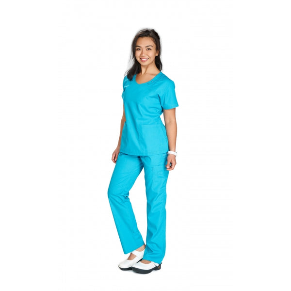 17402 - MULTIPLE PIN TUCK MOCK WRAP TOP SCRUB SET