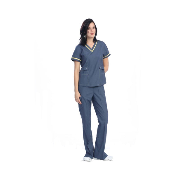 1812- V-NECK WITH CONTRAST PIPING SCRUB SET