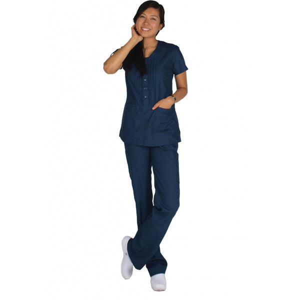 1815 - LOOPS AND PIN TUCK V-NECK SCRUB SET