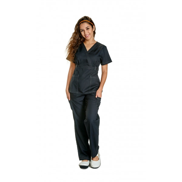 181602 - MOCK-WRAP TOP WITH BELT SCRUB SET