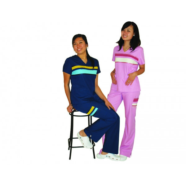 1825 - V-NECK WITH SATIN TAPE DESIGN SCRUB SET