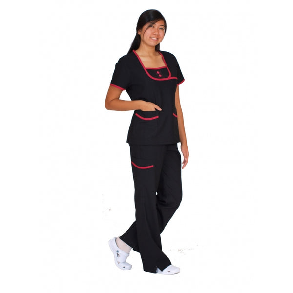 1826 - SQUARE NECK TOP W/ BUTTON SCRUB SET