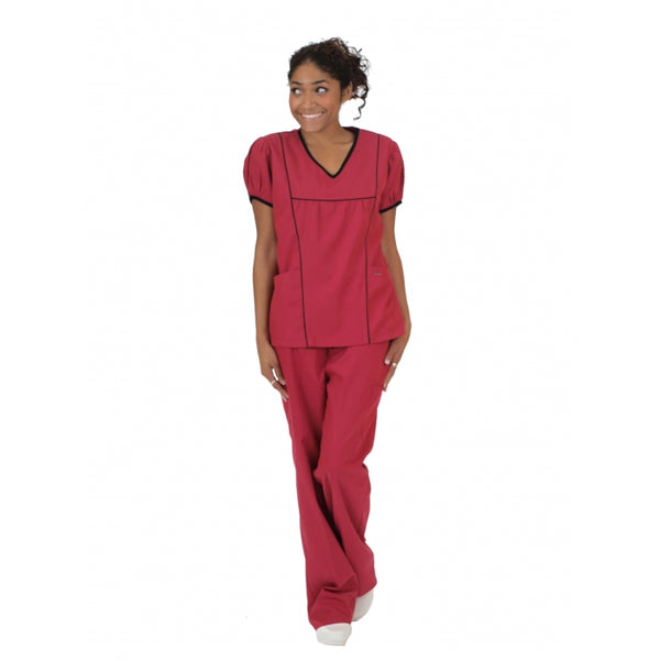 1833 - V-NECK RUFFLE PUFF SLEEVE SCRUB SET