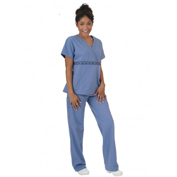 1840 - Y-NECK MOCK WRAP TOP SCRUB SET