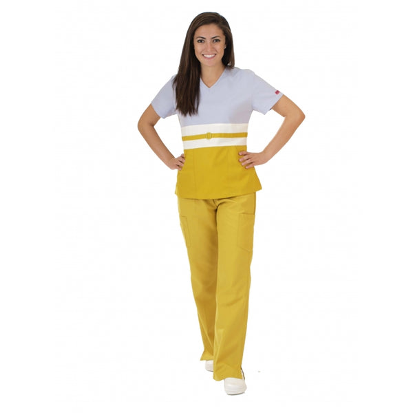 1842 - 3 COLOR V-NECK WITH BELT SCRUB SET