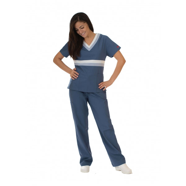 1845 - 3 TONE V-NECK AND WAIST DETAIL SCRUB SET