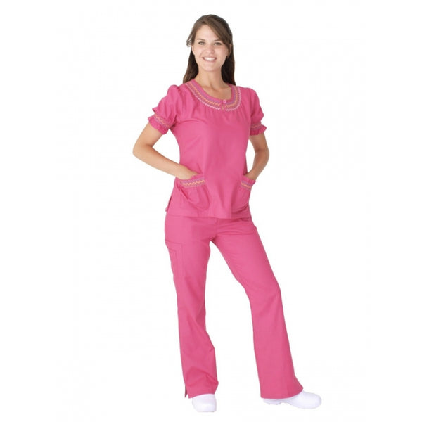 1914 - BUTTON SMOCK NECK SCRUB SET