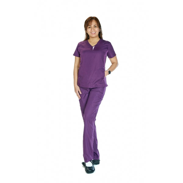 19210 - V-NECK POP OUT COLOR PLACKET FLEXIBLE SCRUB SET