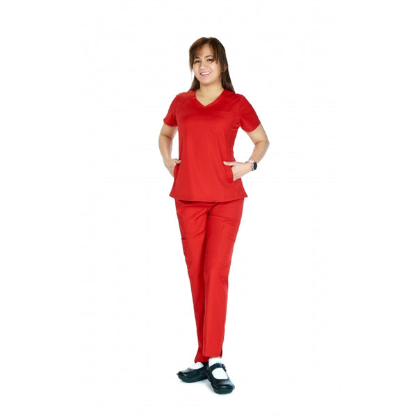 ST19215 - STRETCHY V-NECK W/ SHOULDER STITCHING SCRUB SET