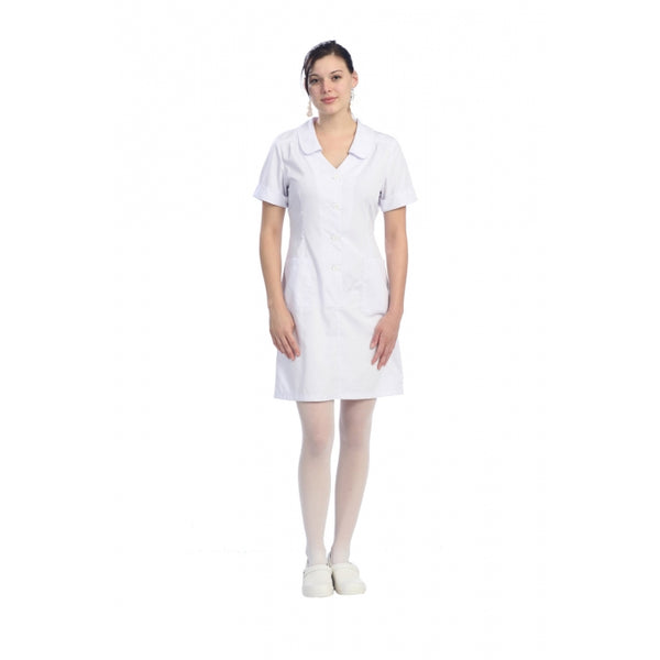 4191 - KNEE LENGTH 36 INCH WHITE NURSE SCRUB DRESS