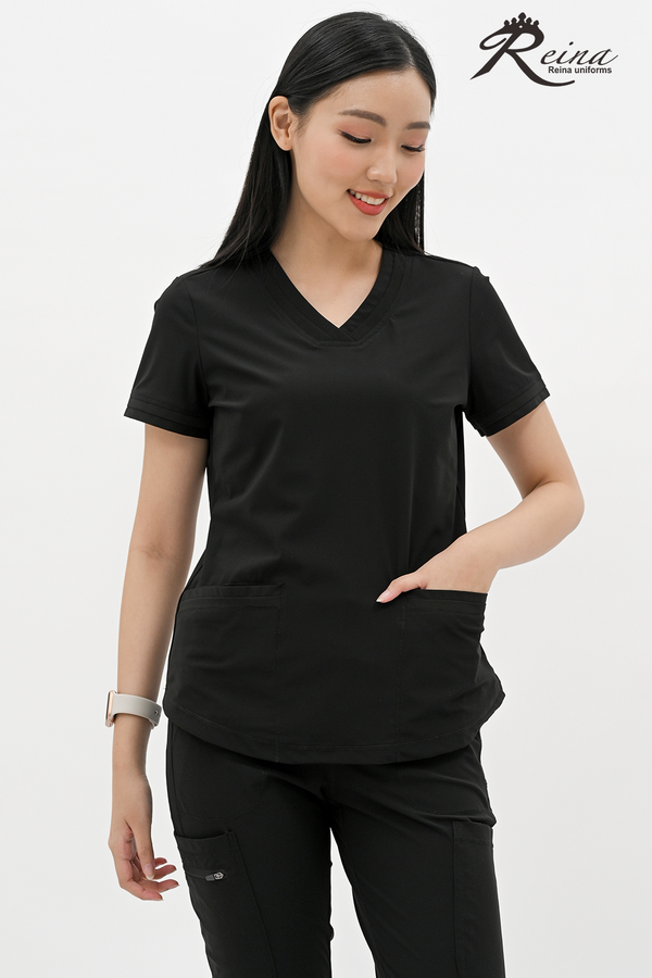 14965 - FORM EXTREME STRETCH V-NECK TOP WITH 2 PATCH POCKETS