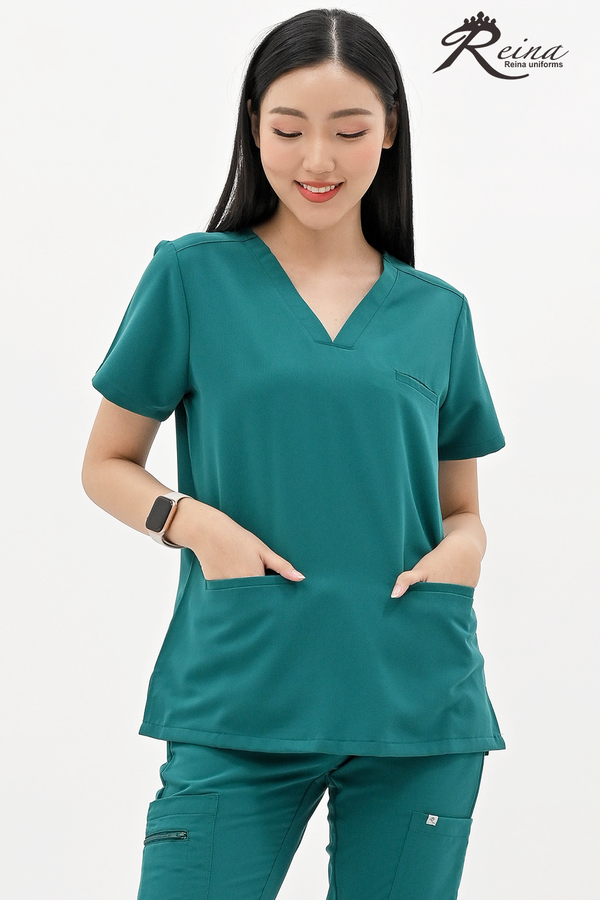 1608/1808 - V-NECK WITH 3 WELT POCKETS LUXE STRETCH TOP II