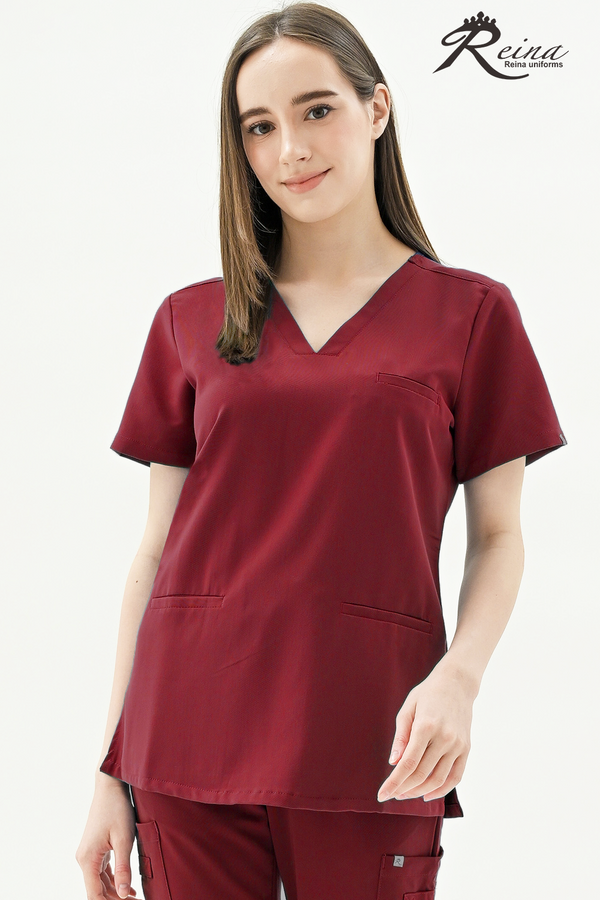 1608/1808 - V-NECK W/ 3 WELT POCKETS LUXE STRETCH TOP