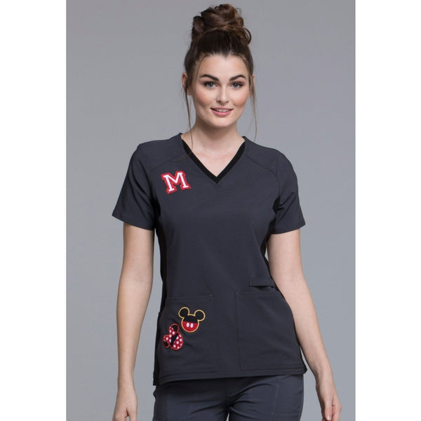 TOONIFORMS BY CHEROKEE WOMEN'S V-NECK TF657 MKTM (TEAM MICKEY MOUSE) SCRUB TOP